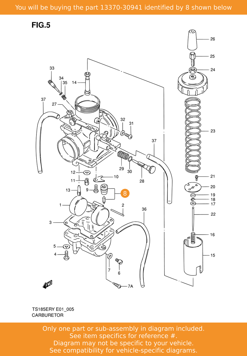 AGUJA Y BASE CARBURADOR SUZUKI TS185 MARCA KEYSTER JAPONES REFERENCIA 13370-30941