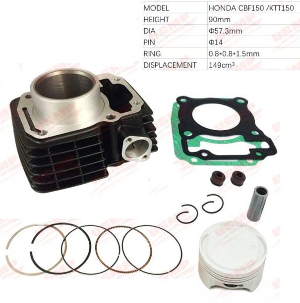 CILINDRO KIT HONDA CARGO150 GL150 NXR150 XR150L CBF150 INVICTA 57.3MM 149CC REFERENCIAS 12100-KSP-B00 12100-KRM-840 12100-KRH-650 12100-KTT-900