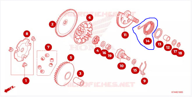 RESORTE EJE DE ARRANQUE HONDA NAVI 110 REFERENCIA 28281-K32-700