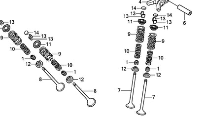 JUEGO VALVULAS HONDA CBR250 MARCA VITRIX REFERENCIA 14711-KYJ-900 14721-KYJ-900 JUEGO 4 PIEZAS
